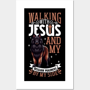 Jesus and dog - Belgian Sheepdog Posters and Art